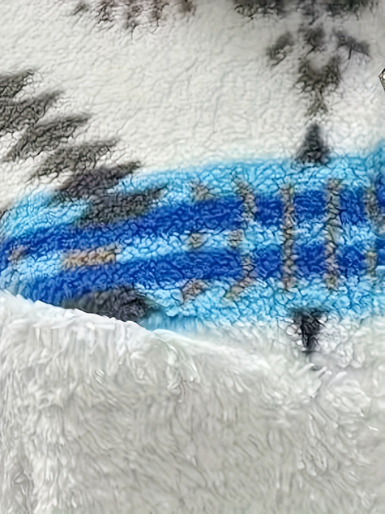 Women's Reversible Fleece Jacket with Blue Stripes & Geometric Pattern, Plush Warm Winter Coat, Front Pockets, Machine Washable Casual Outerwear for Fall and Winter