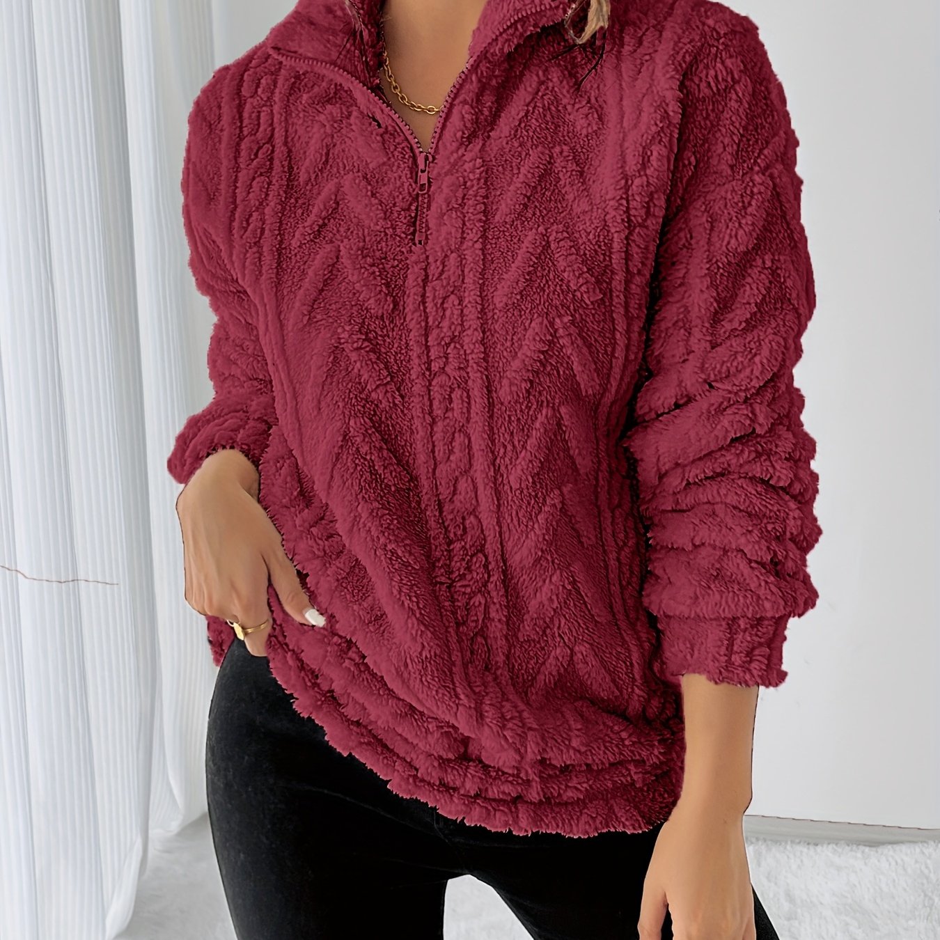 Joët | Pehmeä Neulefleece-Pusero Puolivetoketjulla