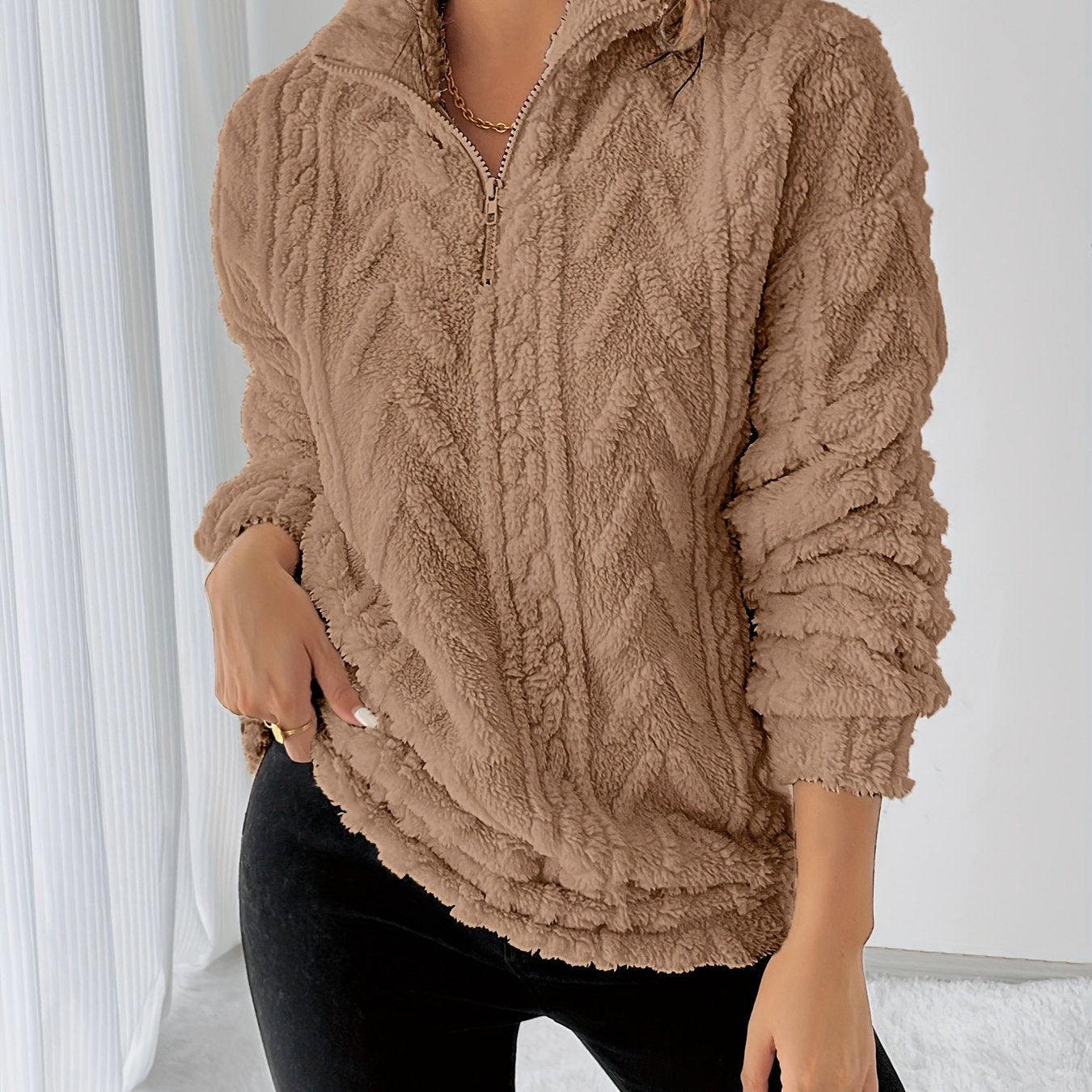 Joët | Pehmeä Neulefleece-Pusero Puolivetoketjulla