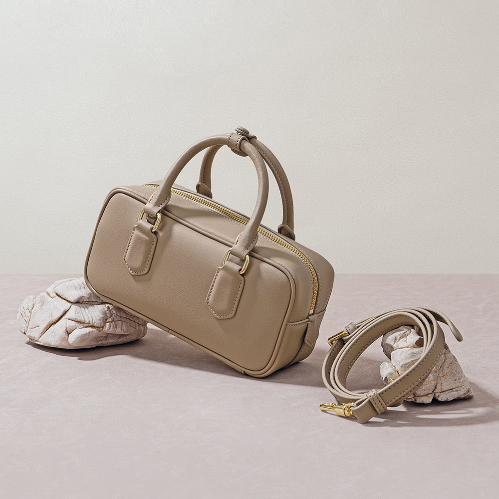 Vintage Aito Nahka Olkalaukku