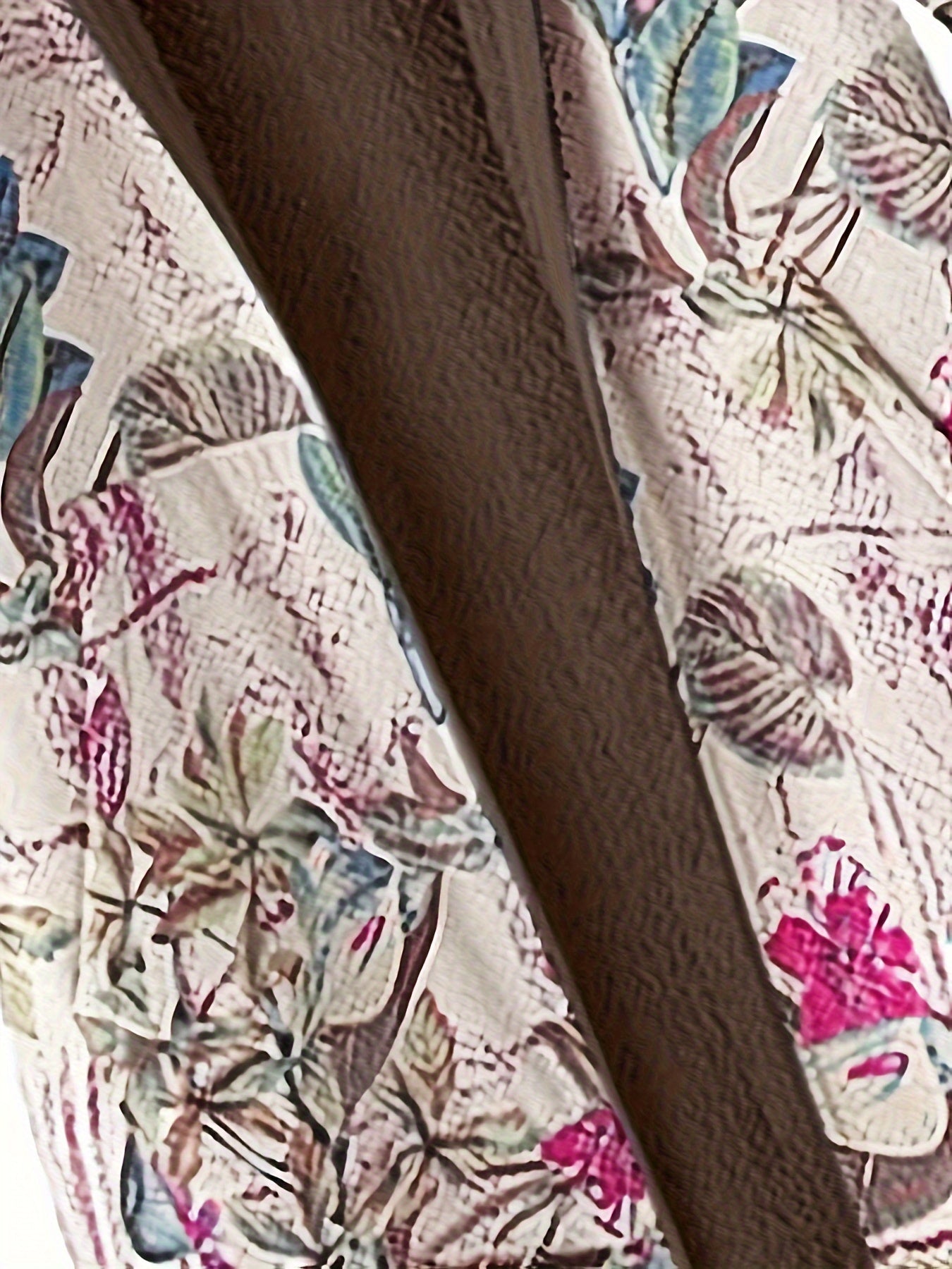 Elegant Women's Floral Print Hooded Jacket - Vintage-Inspired, Long Sleeve, Zip-Up Outerwear with Pockets, 100% Polyester, Machine Washable - Chic Brown & White Design for Fall & Winter