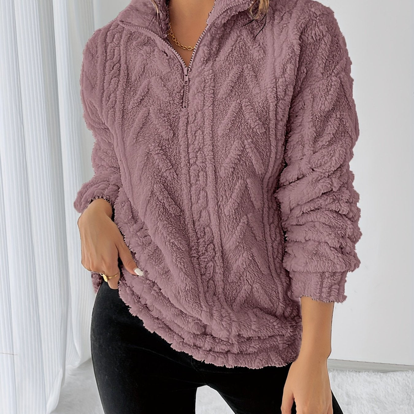 Joët | Pehmeä Neulefleece-Pusero Puolivetoketjulla